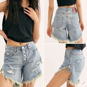 One Teaspoon X Free People Frankies Denim Cut Off Button Fly Shorts 27
